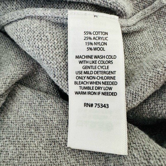 Shrinking Violet Gray Cotton Wool V Neck Side Slits Oversized 80s Sweater Sz XS - Picture 6 of 6